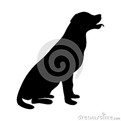 Dog Icon. Labrador Silhouette Sitting Vector Illustration
