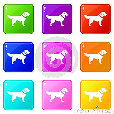 Dog icons 9 set Vector Illustration