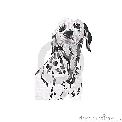 Dog illustration watercolor painting.Watercolor hand painted botanical. illustration of a Dog isolated on white background Cartoon Illustration