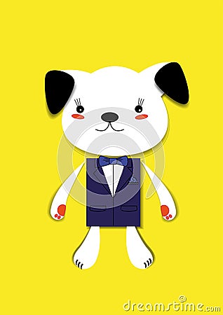 Dog with jacket Vector Illustration