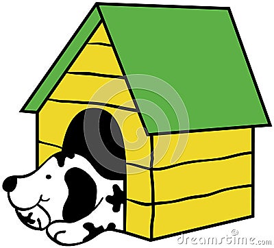 Dog in kennel Vector Illustration