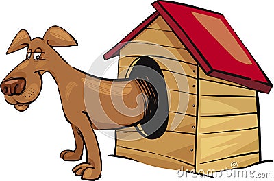 Dog in kennel Vector Illustration