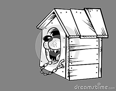 Dog in kennel Vector Illustration