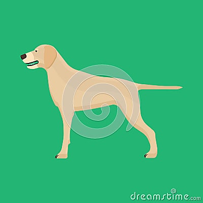 Dog labrador animal pet vector icon side view. Isolated puppy cute cartoon happy friend. Brown standing canine silhouette Vector Illustration