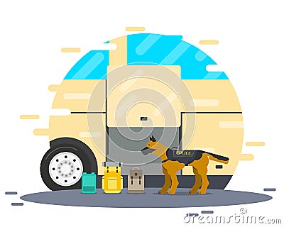 The dog is looking for drugs Vector Illustration