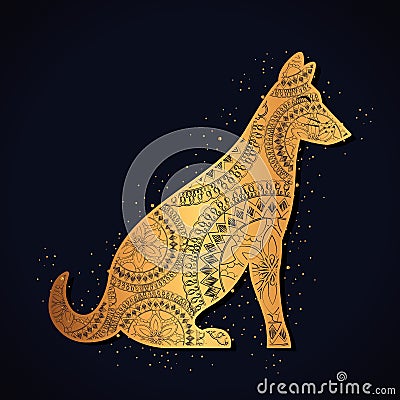 Dog mandala boho style Vector Illustration