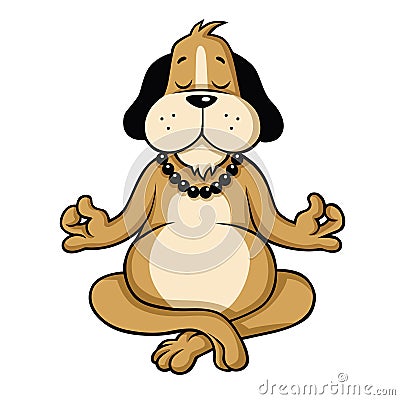 Dog Meditation Cartoon Character Vector Illustration