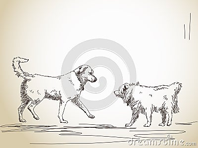 Dog meet his friend Vector Illustration