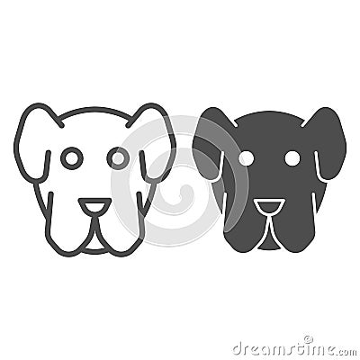 Dog muzzle line and solid icon. Minimal domestic animal face symbol, puppy head shape. Animals vector design concept Vector Illustration