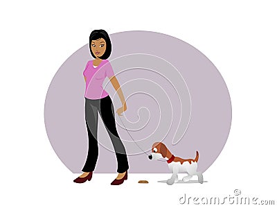 Dog owner treat tempting 03 Vector Illustration