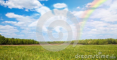 Dog Passing Over Rainbow Bridge Stock Photo