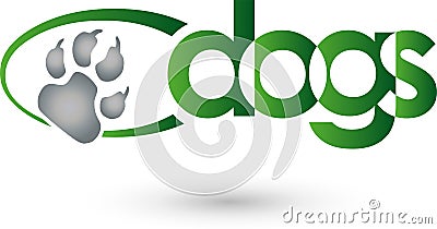 Dog paw and circle, dogs and keeper logo Stock Photo