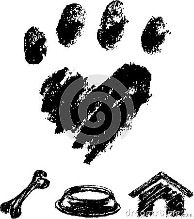 Dog Paw and Icon Stock Photo