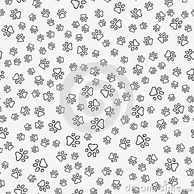 Dog paw print seamless pattern Cartoon Illustration