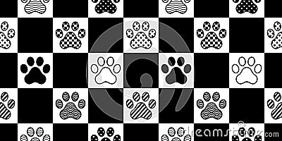 Dog paw seamless pattern footprint vector checked polka dot heart stripes french bulldog cartoon scarf isolated repeat wallpaper t Cartoon Illustration