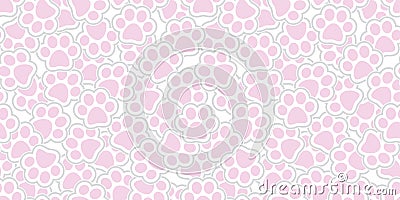 Dog Paw Seamless Pattern vector Cat paw foot print isolated wallpaper repeat background pink Stock Photo