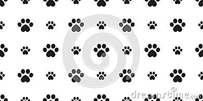 Dog Paw seamless vector footprint pattern heart valentine kitten puppy tile background repeat scarf wallpaper isolated cartoon ill Vector Illustration