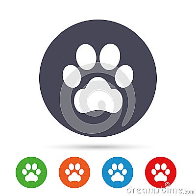 Dog paw sign icon. Pets symbol. Vector Illustration