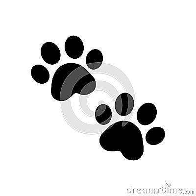 Dog paw vector on white Cartoon Illustration