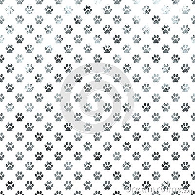 Dog Paw White Silver Metallic Foil Polka Dot Paws Background Stock Photo