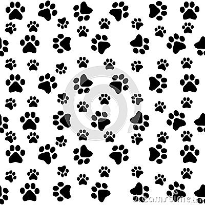 Dog paws seamless pattern Vector Illustration