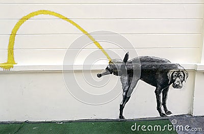 Dog pee painting at wall Editorial Stock Photo