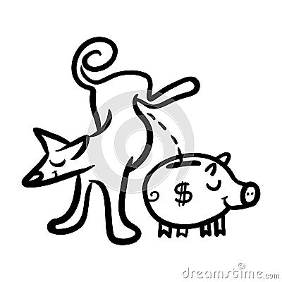 Dog peeing on bank balance Vector Illustration