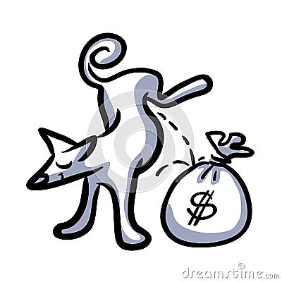 Dog peeing on saving Vector Illustration