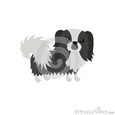 Dog Pekingese black white Vector Illustration