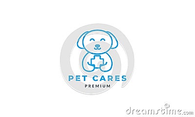 Dog or pet with cross health cute cartoon logo vector illustration design Vector Illustration