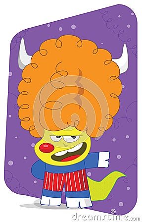 Dog with pig hand alien disco retro monster Vector Illustration