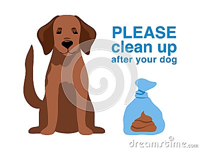 Dog poop in plastic bag isolated on background Vector Illustration