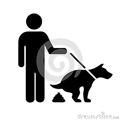 Dog pooping vector sign Vector Illustration