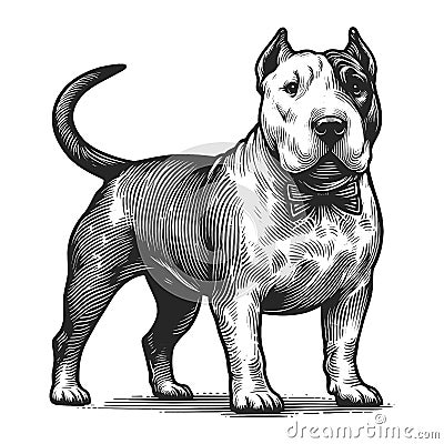 Dog Portrait Bull Terrier engraving sketch vector Vector Illustration