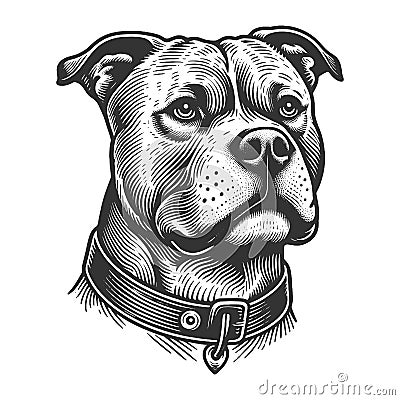 Dog Portrait Bull Terrier engraving sketch vector Vector Illustration