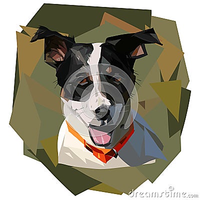 Colored dog portrait, Jack Russell Terrier breed on a green background Vector Illustration