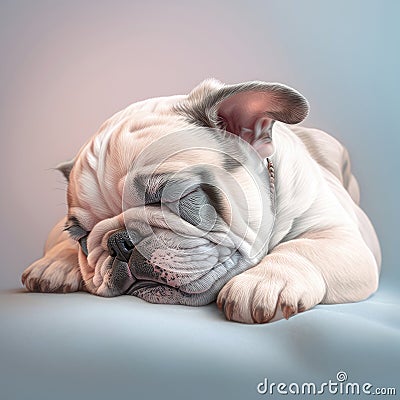 Dog pug sleeping activity photoshoot. Dog bulldog or pug animal breed in sleep pose. Stock Photo