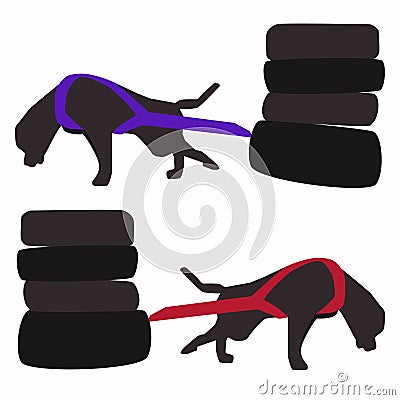 Dog pulling sport vector illustration. Vector Illustration