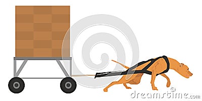 Dog pulling sport vector illustration. Vector Illustration