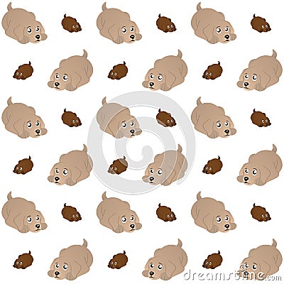 Dog or Puppy Cute Illustration, Cartoon Funny Character, Pattern Wallpaper Stock Photo