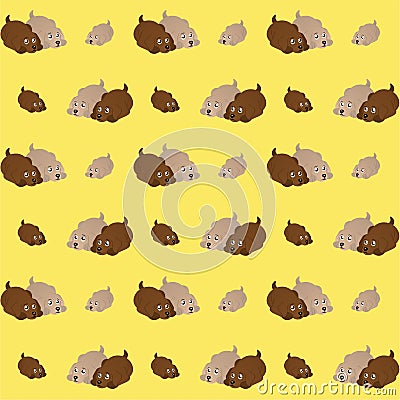 Dog or Puppy Cute Illustration, Cartoon Funny Character, Pattern Wallpaper Stock Photo