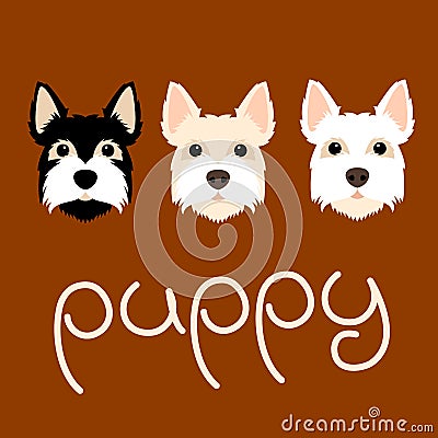 dog puppy face vector illustration style Flat Vector Illustration