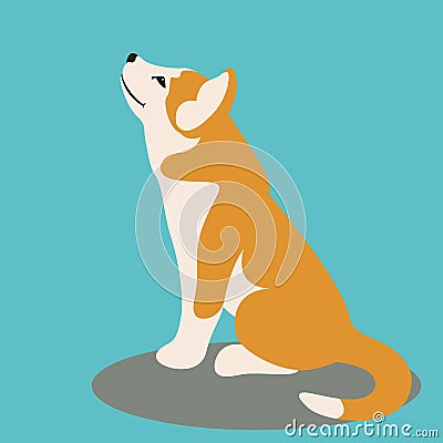 Dog puppy husky, vector illustration ,flat style Vector Illustration