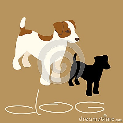 dog puppy vector illustration style Flat silhouette Vector Illustration