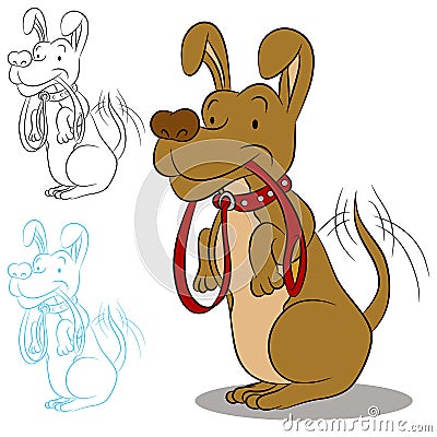 Dog Ready For a Walk Vector Illustration