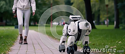 dog robot walking green park generative ai generative ai Stock Photo