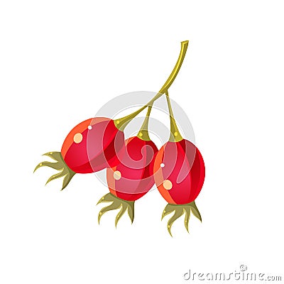 Dog Rose Flat Vector Sticker Vector Illustration