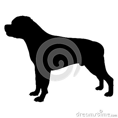 Dog Rottweiler breed. Silhouette Vector Illustration