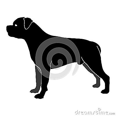 Dog Rottweiler breed. Silhouette Vector Illustration