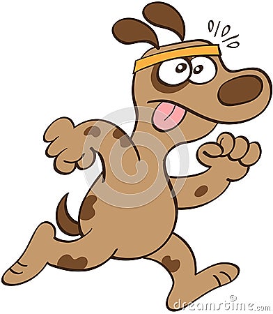 Dog running and feeling tired Vector Illustration